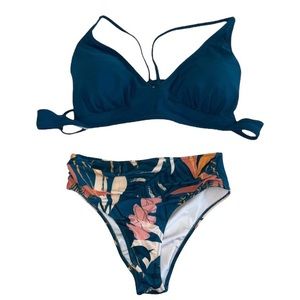 Live life on the beach 2 Piece Multi Color Tropical Print Bikini Swimsuit